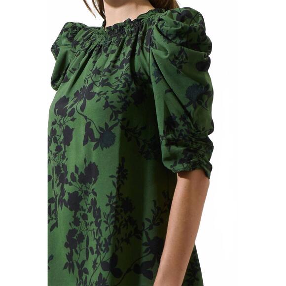 NEW SUGARLIPS floral drape sleeve top in emerald - Picture 5 of 5